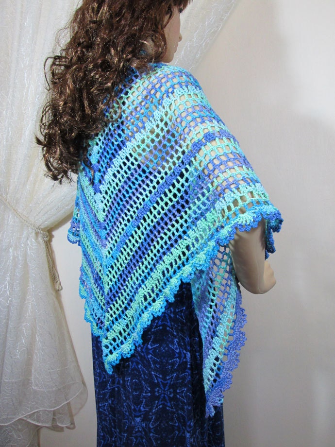 Cotton Crochet Shawl. Handmade 100% Cotton Shawl in by JoLArts