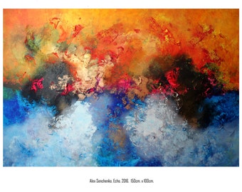 XXLarge abstract painting by Alex Senchenko. Contemporary ART. Modern, original, wall art. 100% Hand-Made. LOOKS STUNNINGLY.