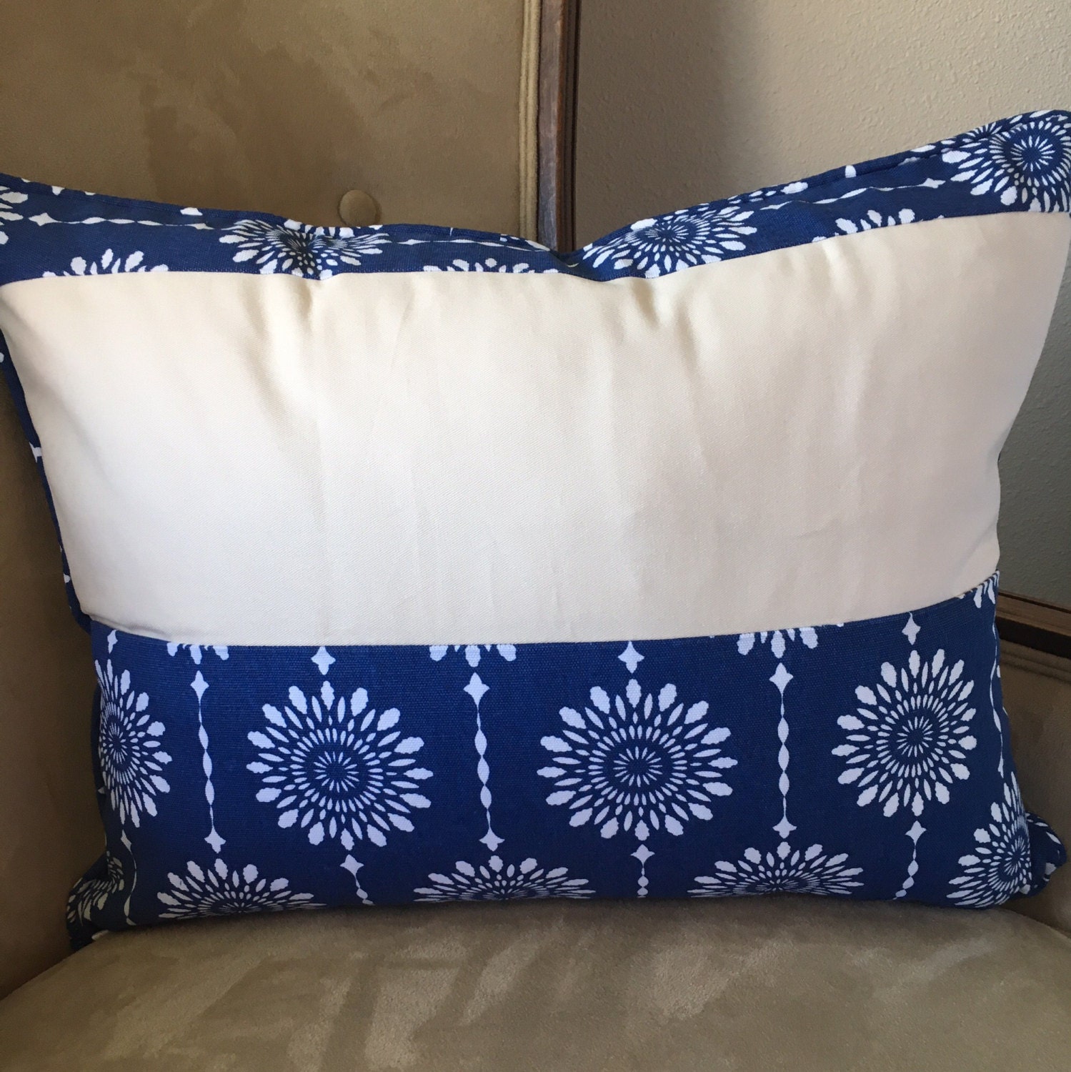 Navy Blue Pillow Cover 16 x 20 inch pillow cover Navy Cream