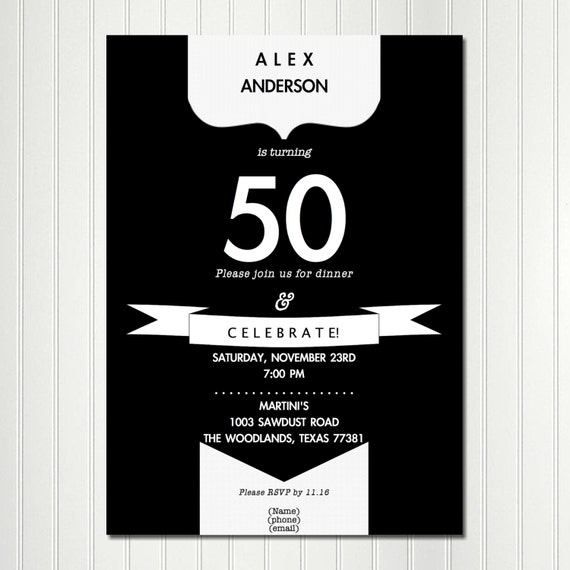 Over the Hill Invitation, New Year's Invitation, BLACK AND WHITE, New Year's Party, Invitation, Birthday, New Year Il_570xn