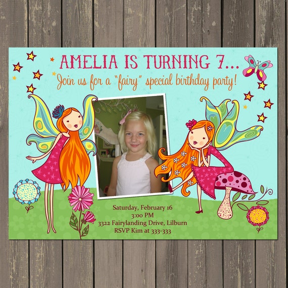 Fairy Invitation, Fairy Birthday Party Invitation, Fairy Garden Party, Woodland Fairy Invite, Photo Invitation, Printable or Printed Il_570xn