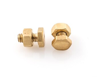 Nut and Bolt Cufflinks. In Sterling Silver and 18k gold