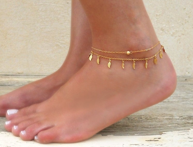 Download Layered Gold Anklet Set 2 Gold Anklets Gold Bead Anklet