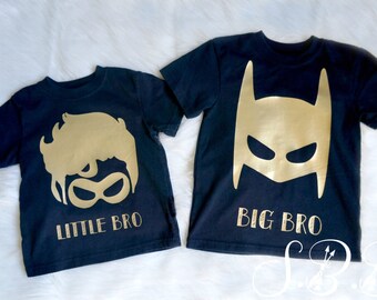 BATMAN AND ROBIN | Big Bro, little bro | Shirt set | batman Big brother shirt | Robin little brother shirt | boys superhero shirt | batman