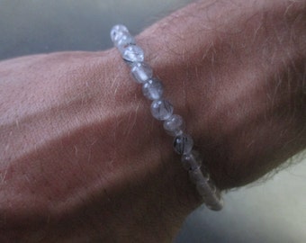 Men's Tourmilated Quartz Beaded Bracelet