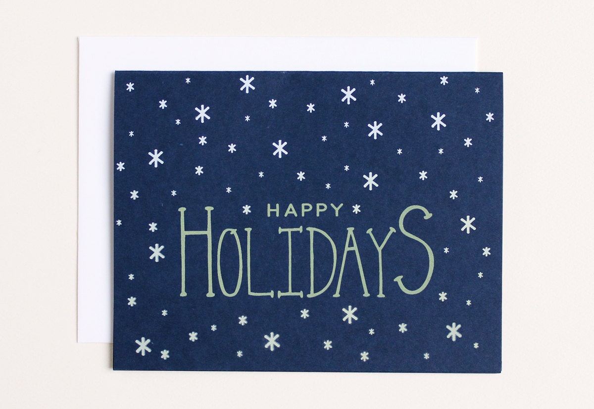 Happy Holiday Snowflake Card Christmas Card Christmas