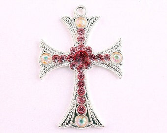 Pink Princess Cross, Pendant For DIY Chunky Bubblegum Bead Necklaces, Statement Piece, Bubblegum Pendant