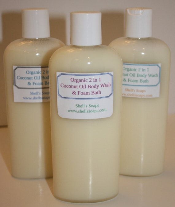 Organic Coconut Oil 2 in 1 Body Wash and Foam Bath by ShellsSoaps