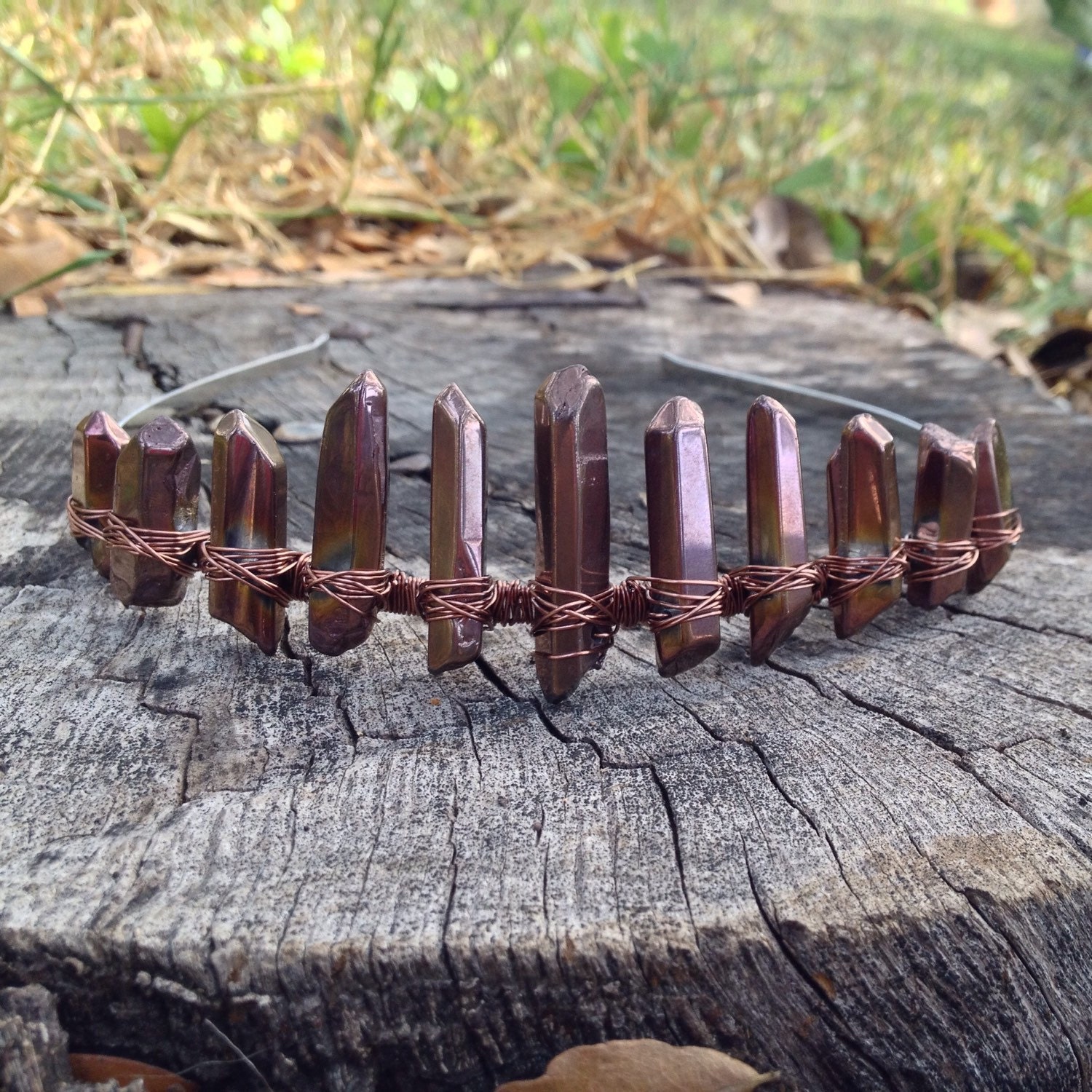 Polished Copper Quartz Crystal Tiara