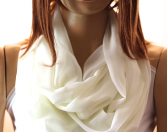 Ivory infinity scarves shawl - Ivory scarf - spring scarf - spring shawl - - scarves - shawl - Scarves - Scarf - infinity scarves - wedding