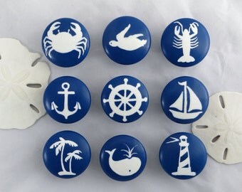 Nautical Drawer Knob, Custom Ocean Drawer Knob, Beach Decor, Beach Drawer Pull, Nautical Drawer Pull