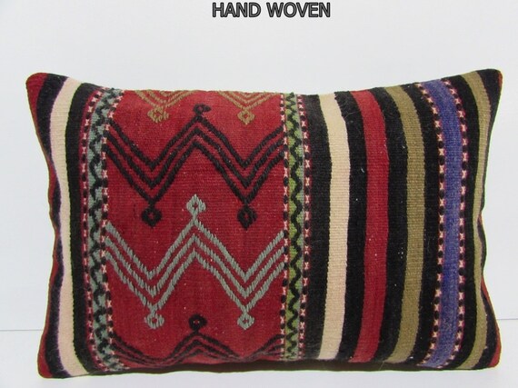 16x24 coral kilim pillow lumbar throw pillow long decorative