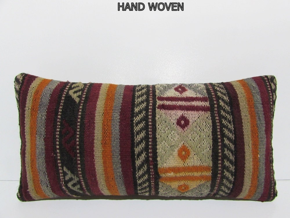 lumbar throw pillow kilim pillow unique by DECOLICKILIMPILLOWS