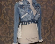 Popular items for denim lace jacket on Etsy