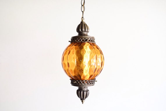 swag lamp mid century hanging lamp amber lamp classic mid