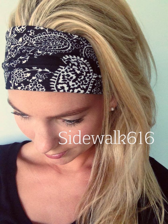 Black Bandana Print Headband