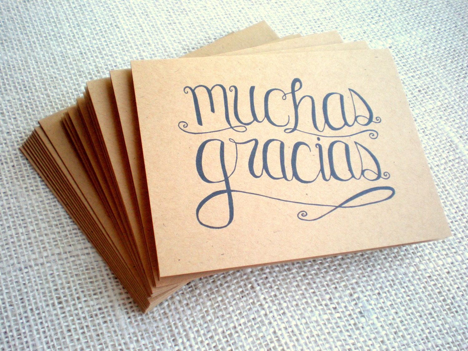 Muchas Gracias Kraft Thank You Cards Set Of 10 Hand Lettered