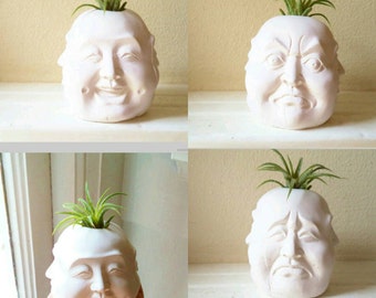 Buddha planter, Four faces of Buddha, air plant holder, Buddha candle holder