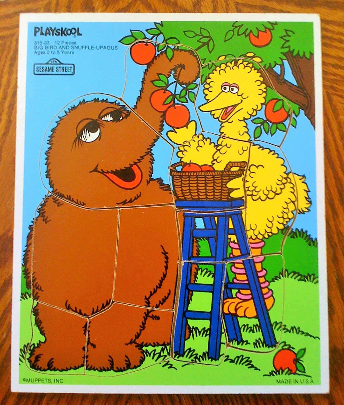 Playskool Wooden Tray Puzzle Big Bird and SnuffleUpagus