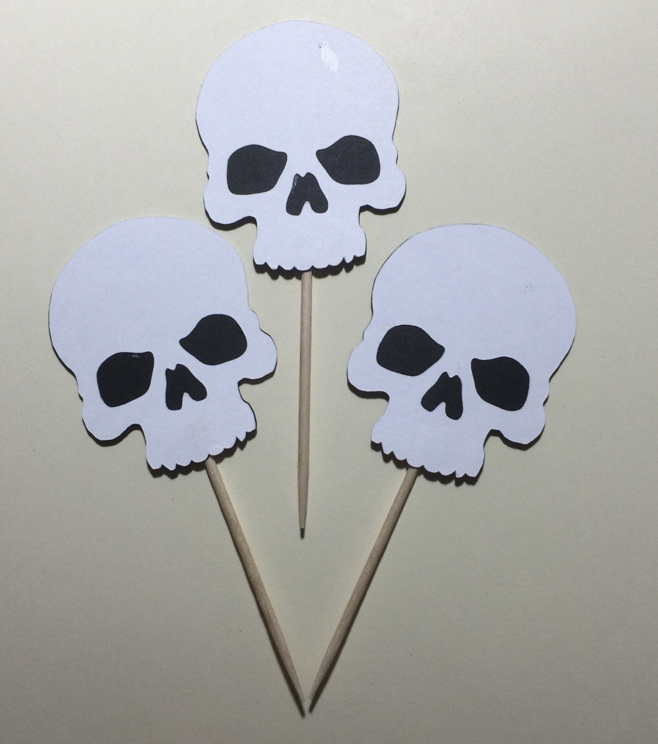 12 Skull Cupcake Toppers Halloween Party Spooky decoration
