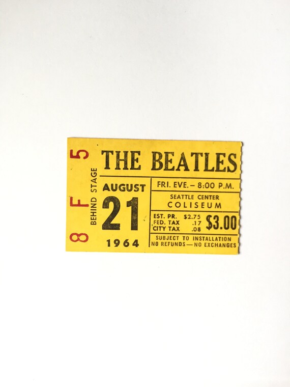 1964 Original Beatles Ticket Stub Seattle Coliseum 1964 Original Beatles Ticket Stub Seattle Coliseum