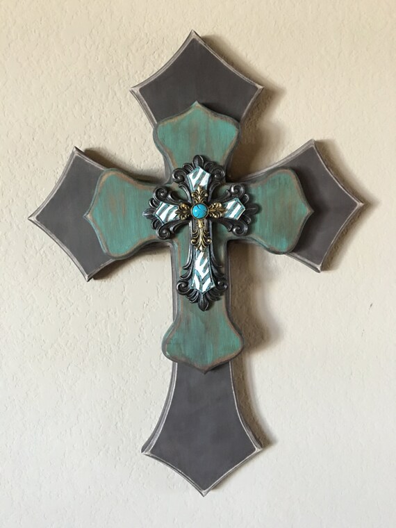 Wooden Cross 3 layers Rustic Brown Background with Rustic