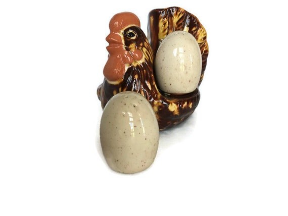 Ceramic turkey salt and pepper caddy egg shakers Thanksgiving decor