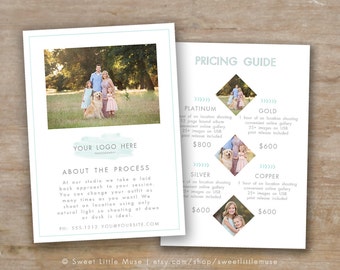 Sell sheet - price list template - photography pricing template - photography marketing template