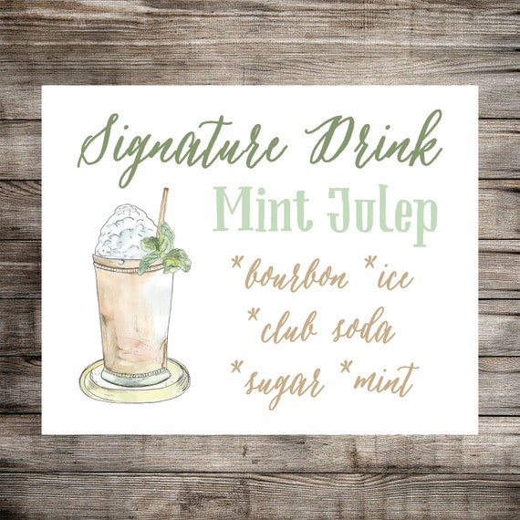 Mint Julep Signature Drink Sign // Printable Wedding Sign