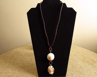 Elegant Swirls Polymer Clay Pendant Necklace Jewelry