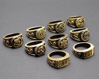Naruto cosplay ring – Mangekyō – Sharingan – Akatsuki – Ninja – Shinobi – Rinnegan – Village Emblems – CHOOSE DESIGN