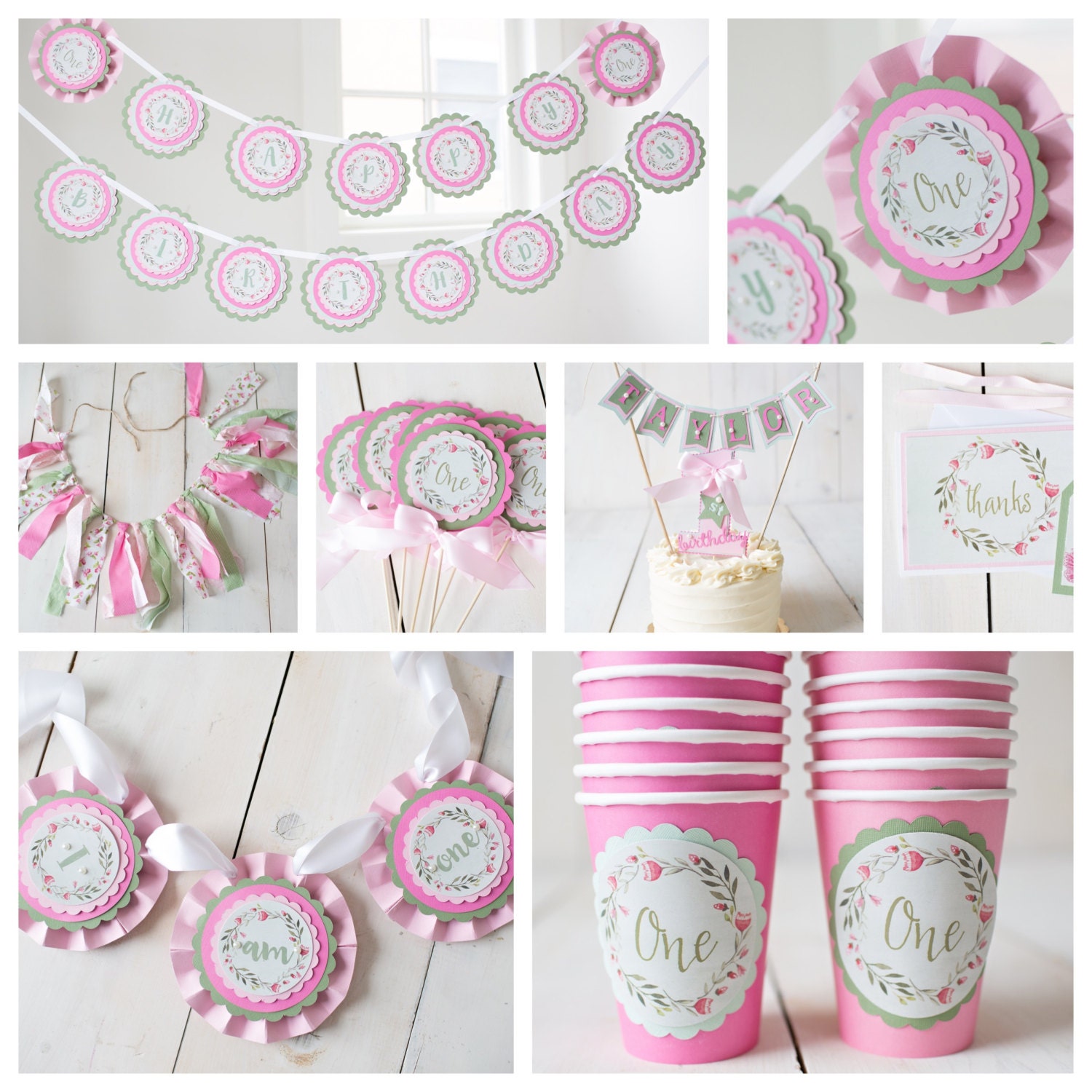 Girl / 1st Birthday Party Decorations. Boutique 7 piece party