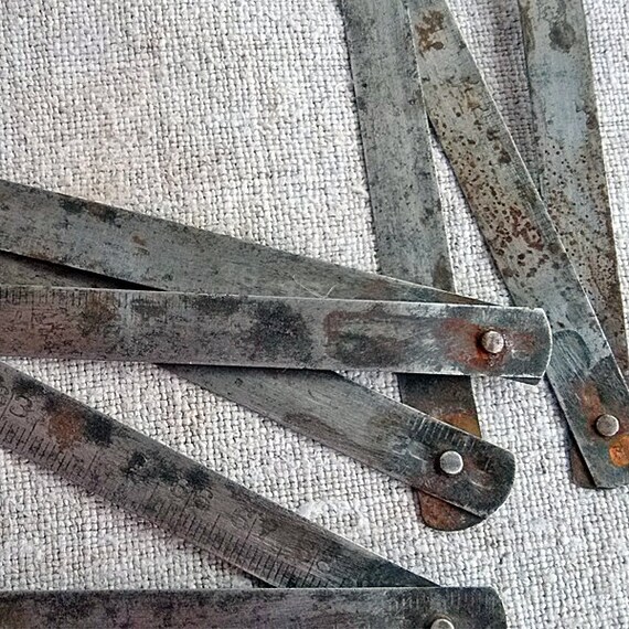Vintage folding metal meter Measure tool ruler by MyWealth on Etsy