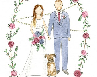 Family Portrait Illustration, Custom Portrait Watercolour, Portrait