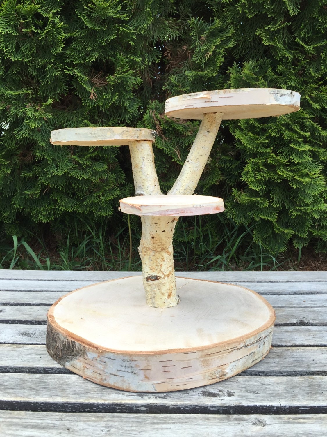 Large Birch Log Wood Rustic Cake Cupcake Stand Wedding party