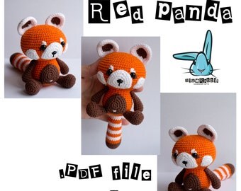 Red panda - amigurumi crochet pattern. PDF file. DIY. Language - English, French
