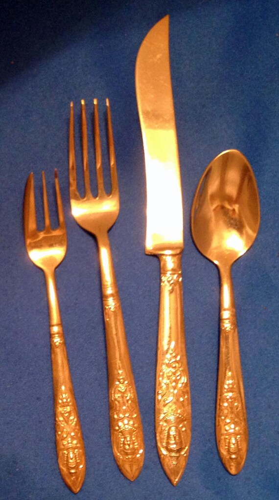 Polished 46 Pc Vintage Thai Bronze Flatware/Cutlery for 8
