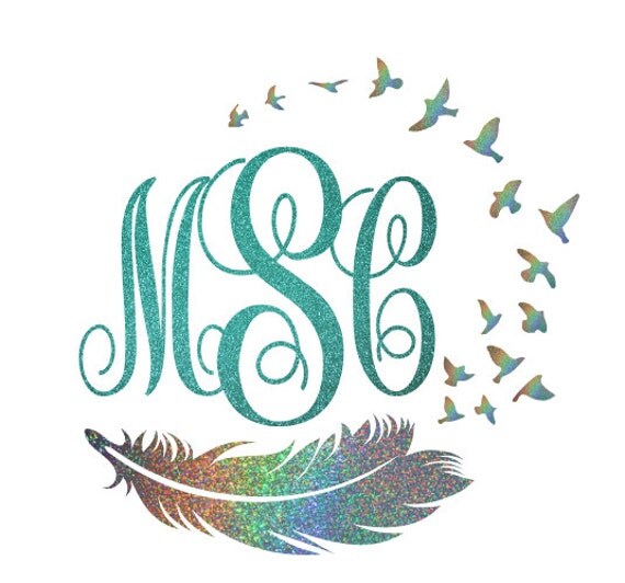 Download Custom Glitter Bird and Feather Monogram Car by AbbysClosetTX