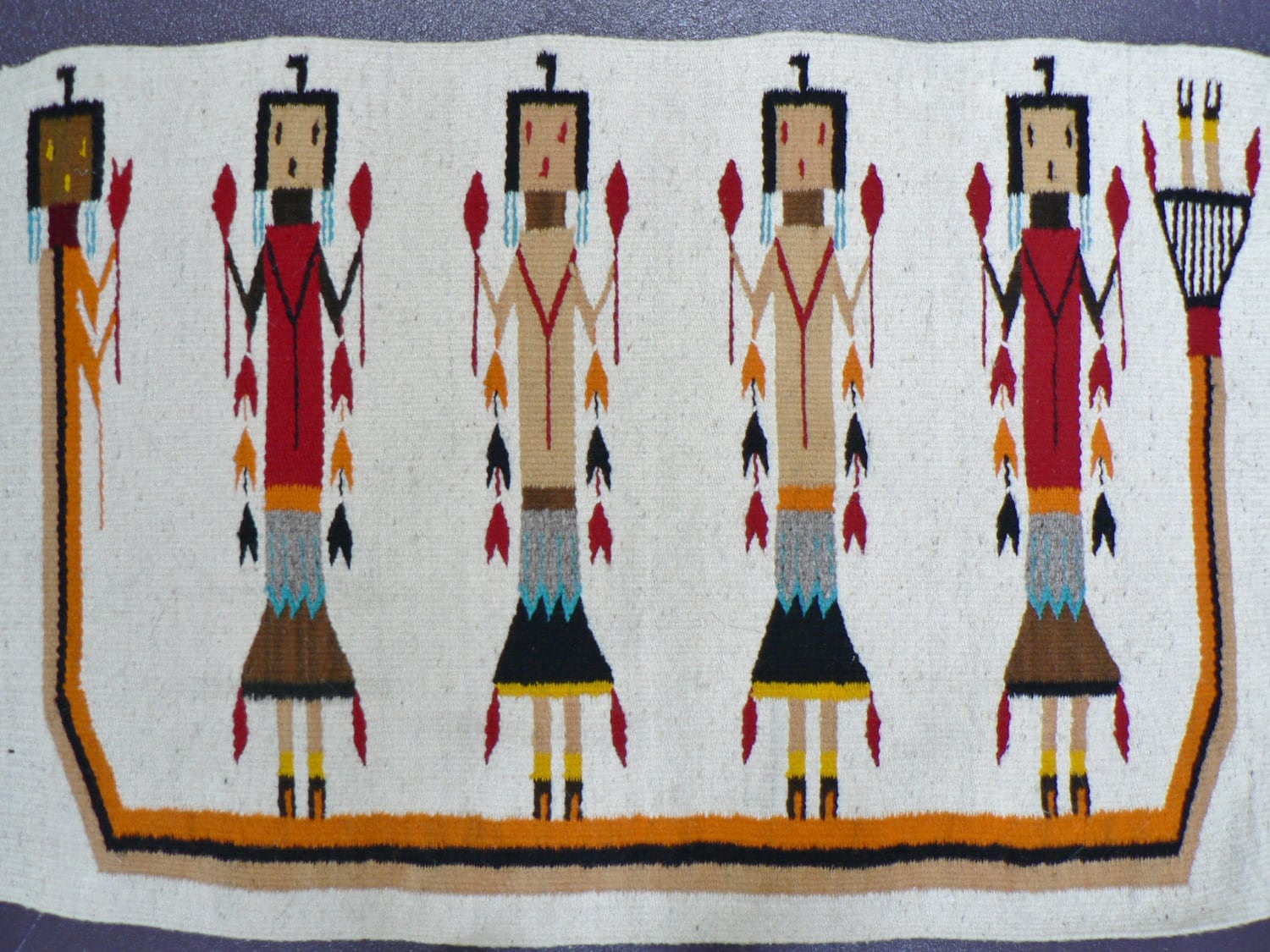 Navajo Yei style rug Navajo wool rug Southwest woven