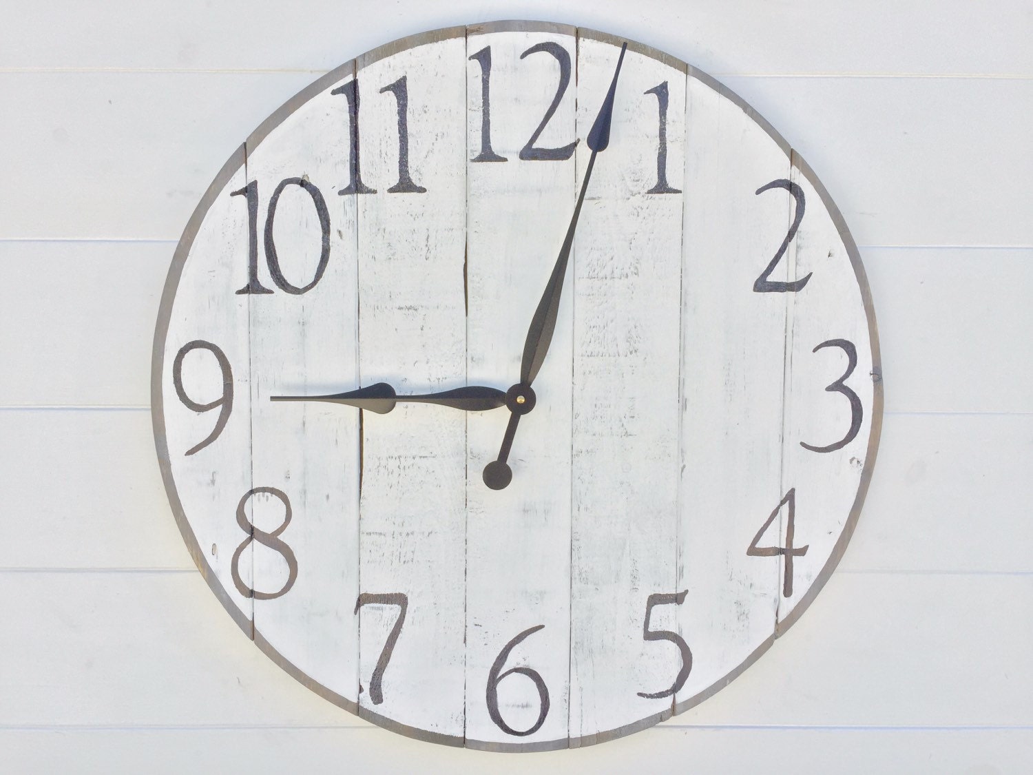 24 White Washed Pallet Wood Wall Clock by TickTockCreations