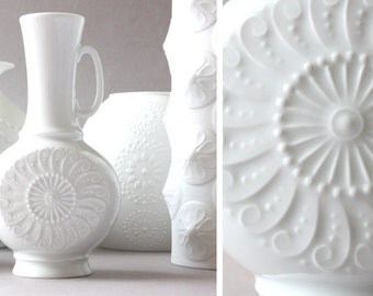 Small Royal Porzellan Bavaria KPM Germany vase porcelain vintage white with handle grip, romantic, handmade gift her wife girlfriend sister