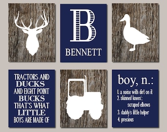 DEER Nursery Decor Deer Nursery Wall Art Tractor Nursery Duck Hunting Baby Boy Nursery Decor Country Nursery Set of 6 Prints Or Canvas