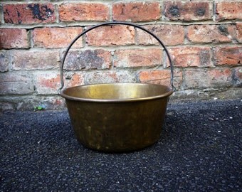 Genuine vintage, large brass jam pan / jelly pan with lovely patina - possibly Victorian