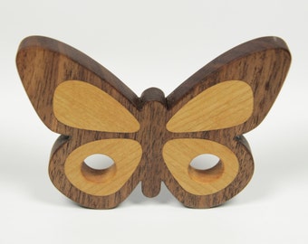 Personalized Butterfly Teether, Wooden Teether, Natural Wood Teether, Organic Wood Teether, Baby Toy, Wooden Teething Ring, Grasping Toy