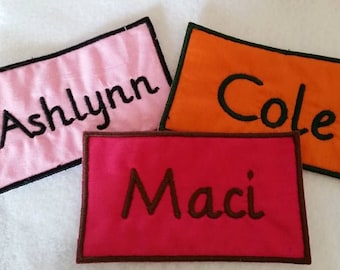 1x2 Mini Name Patch Name Patches - Iron On - Rectangle shaped with Straight Edges - Biker Tags Sew On Tag