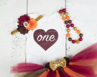 FALL Baby Girl 1st Birthday Outfit, "One" Outfit, Burgundy birthday, Girls First Birthday Outfit, Thanksgiving Outfit, Girls Birthday Set