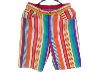 Vintage Stuffed Shirt ® Jeans Wear men pants short 100% cotton multicolor striped Made in U.S.A.