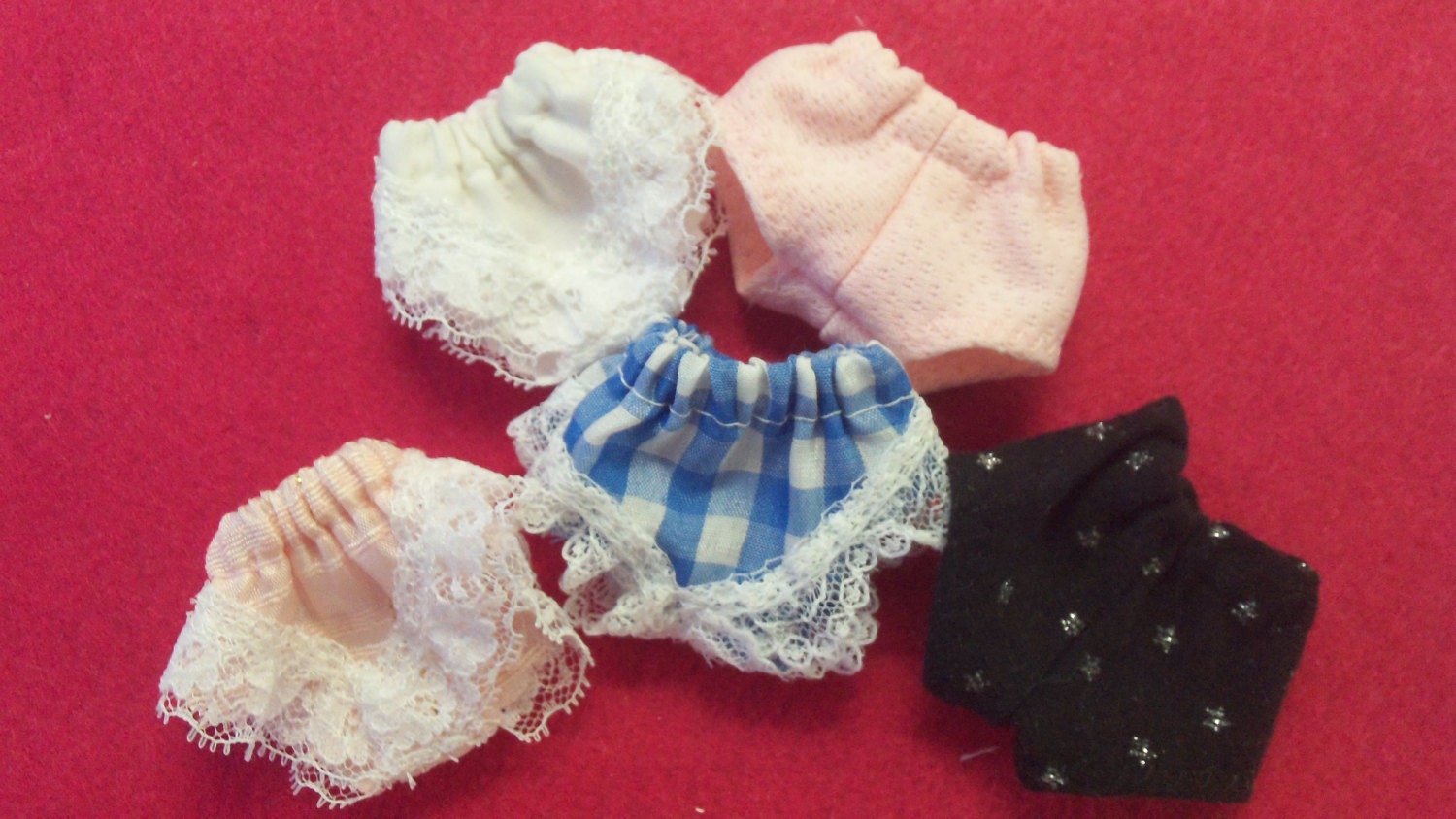 Barbie Panties Lot of 5 Assorted Matterials and Lace