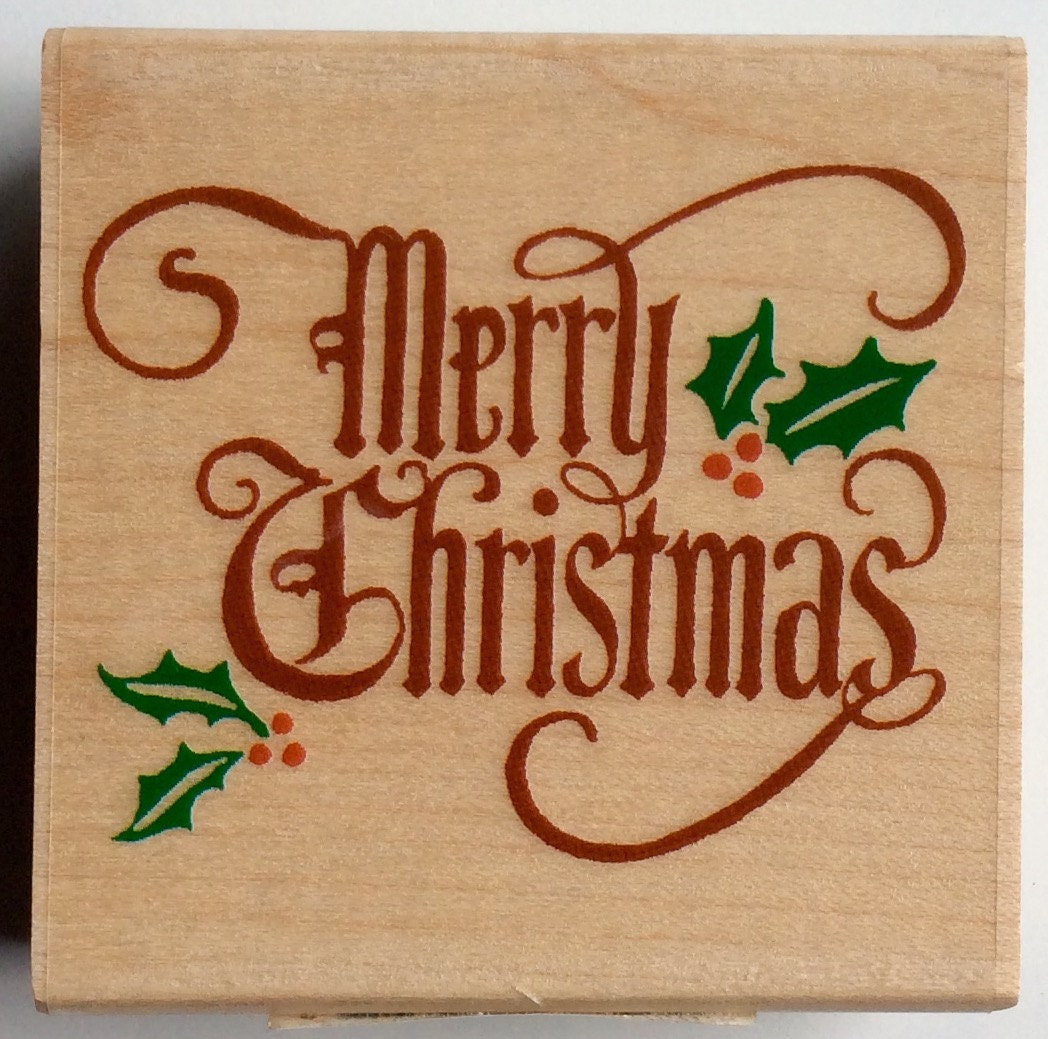 Merry Christmas Wood Mounted Rubber Stamp by Inkadinkado