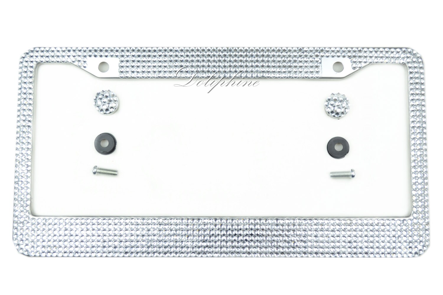 Clear Bling Crystal Rhinestone License Plate Frame with